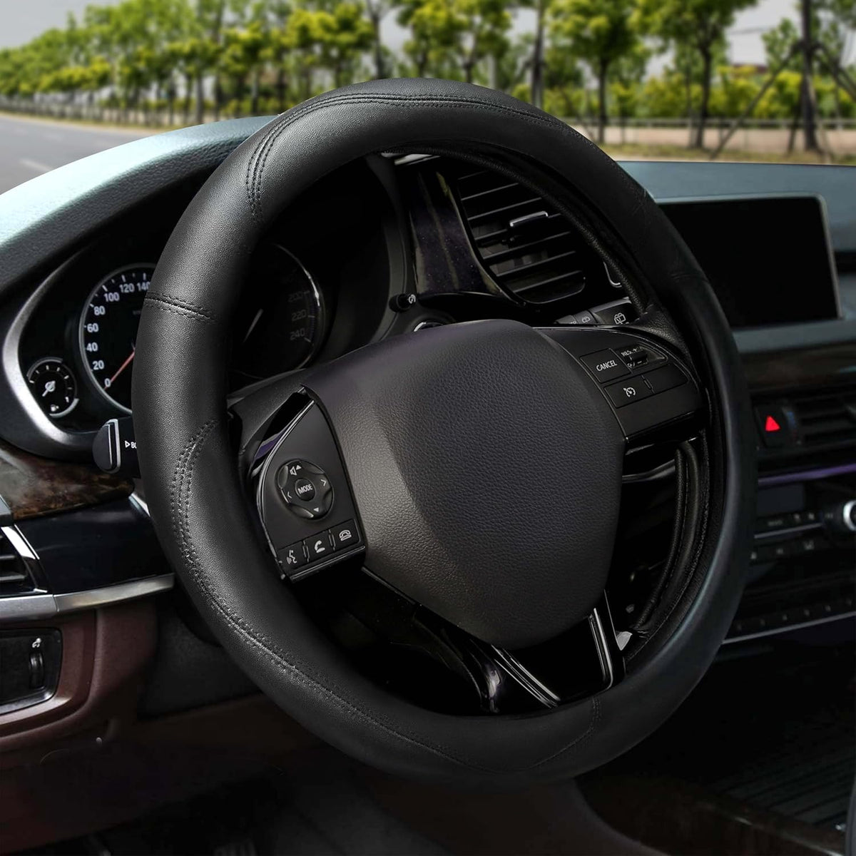 EcoNour Car Steering Wheel Cover, Black Steering Wheel Cover Women & Men