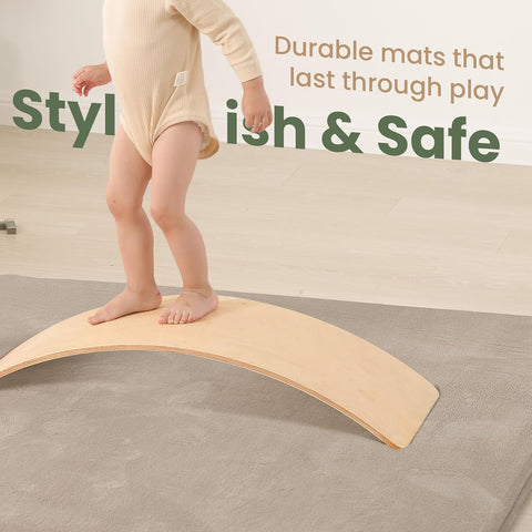 Baby Play Mat for Floor,1.3" Thick Foam 59"×59" Playpen Mat for Tummy Time,Non-Toxic Certified Water Repellent Soft Coral Velvet for Toddler,Infant,Kids,Non-Slip Backing Safe for Crawling (Beige)