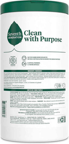 Seventh Generation Multi Surface Wipes All Purpose Cleaning Lemon Zest scent with 100% Essential Oils and Botanical Ingredients 70 count, Pack of 6