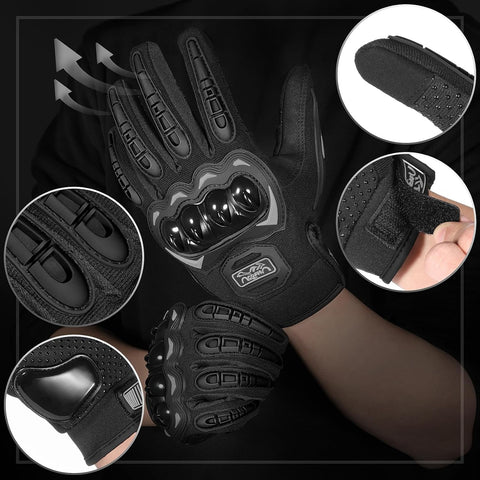 COFIT Motorcycle Gloves Breathable, Touchscreen Motorbike Gloves Anti-Slip with Good Grip Hard Knuckles Protection for Men Women Motocross, BMX ATV MTB Cycling, Road Racing