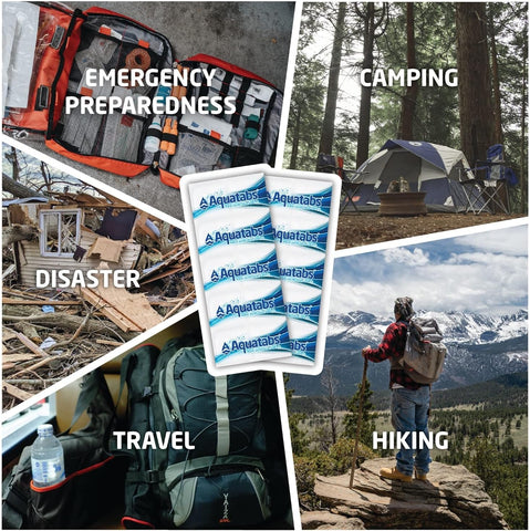 Aquatabs 49mg Water Purification Tablets, 100 Pack, Hiking & Camping