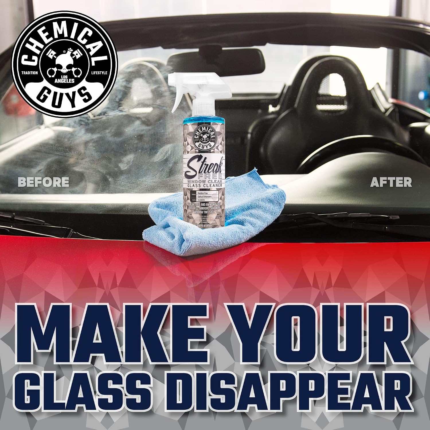 Chemical Guys, Streak-Free Glass & Window Cleaner for Tinted Windows, 16 oz