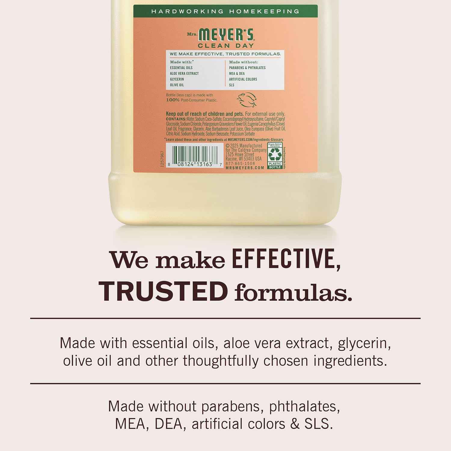 MRS. MEYER'S CLEAN DAY Hand Soap Refill, Geranium Scent, 33 Fl Oz Bottle