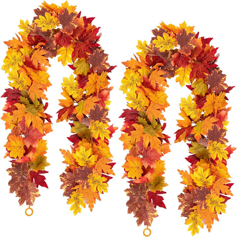 Fall Maple Leaf Garland, Yellow, 2PCS, 11.8FT