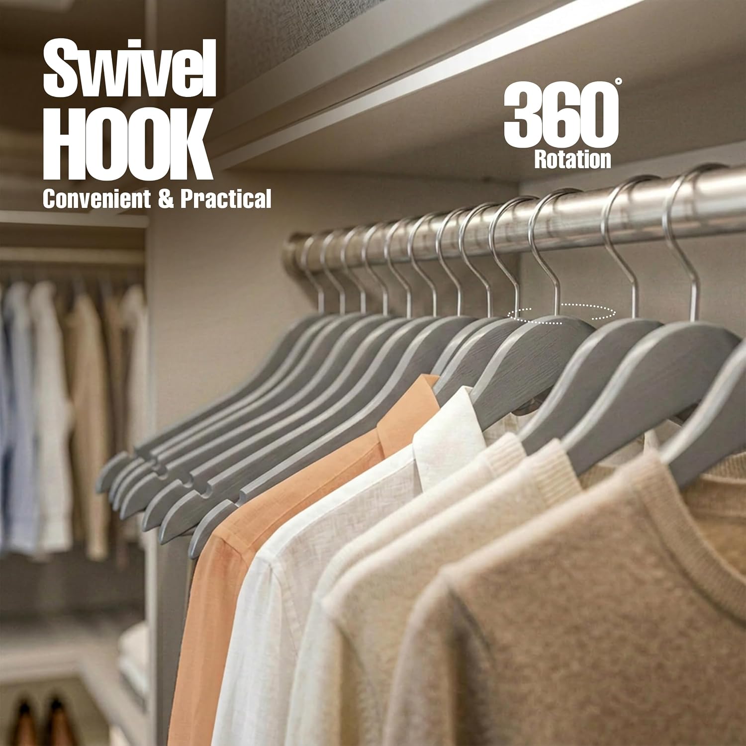 Utopia Home Wooden Hangers 30 Pack – Slim Suit Hangers Grey