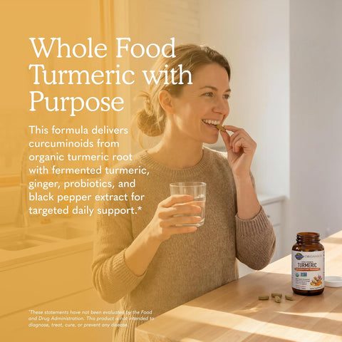Garden of Life Organics Extra Strength Turmeric Inflammatory Response 120 Tablets-100Mg Curcumin (95% Curcuminoids) Black Pepper, Probiotics, Organic Non-GMO Vegan Gluten Free Herbal Supplement