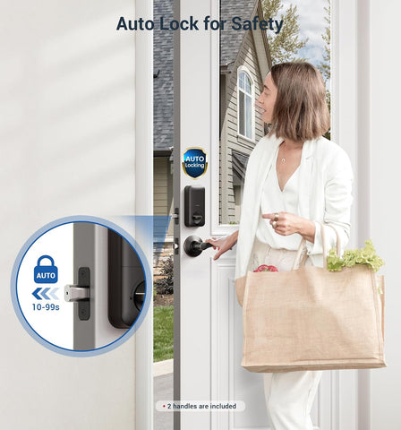 Veise KS02B Fingerprint Door Lock with 2 Lever Handles, Oil Rubbed Bronze