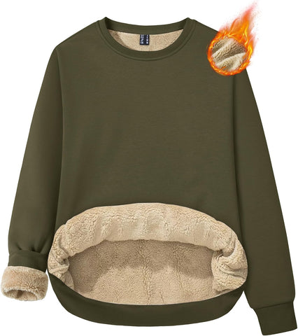 MAGCOMSEN Womens Sherpa Lined Sweatshirts Winter Warm Thick Fleece Pullover
