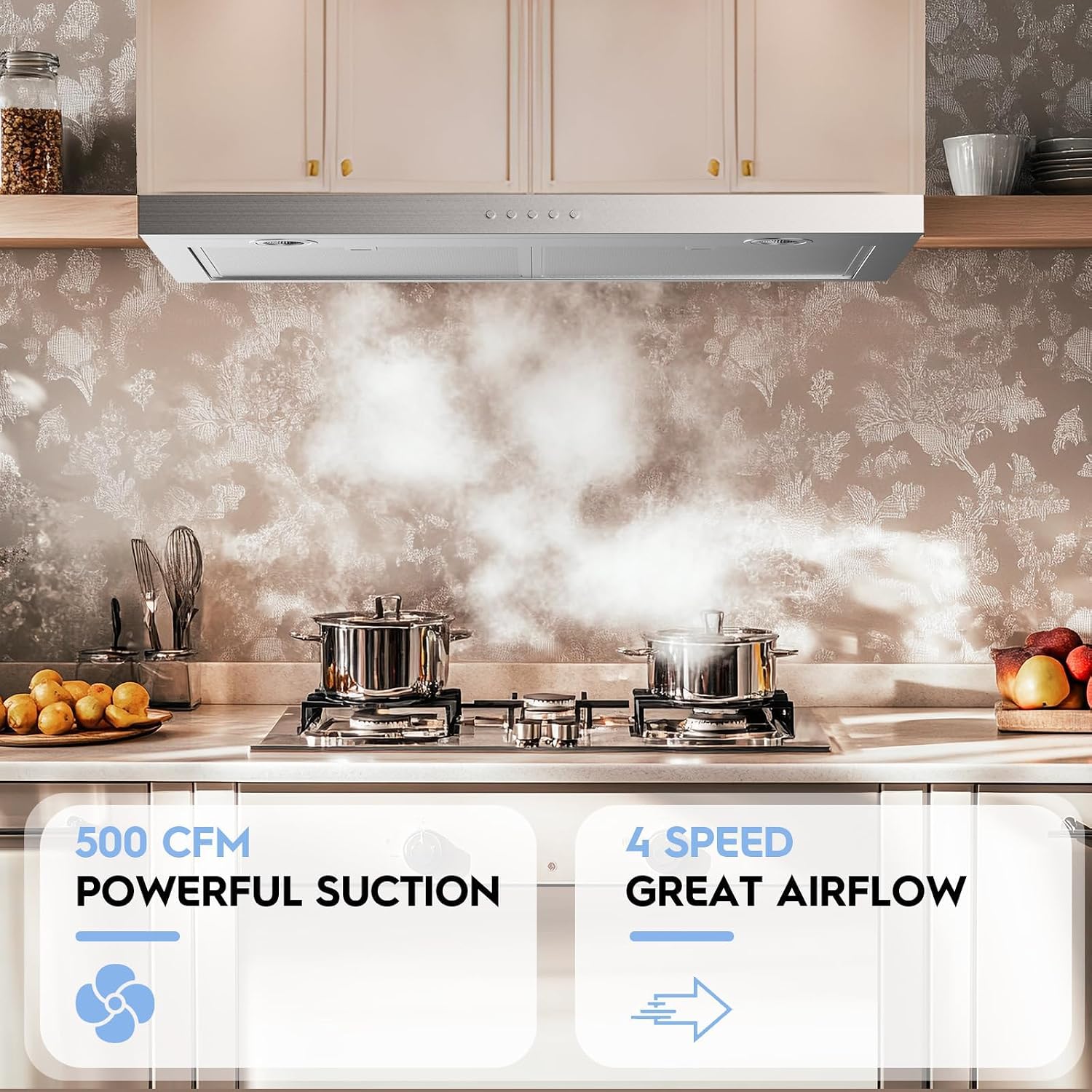 ONEEON 30 Inch Under Cabinet Range Hood, 4-Speed Exhaust Fan