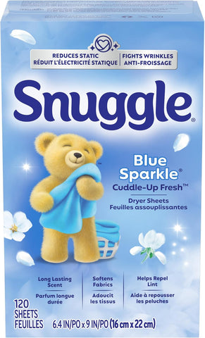 Snuggle Fabric Softener Dryer Sheets, Blue Sparkle, 120 Count