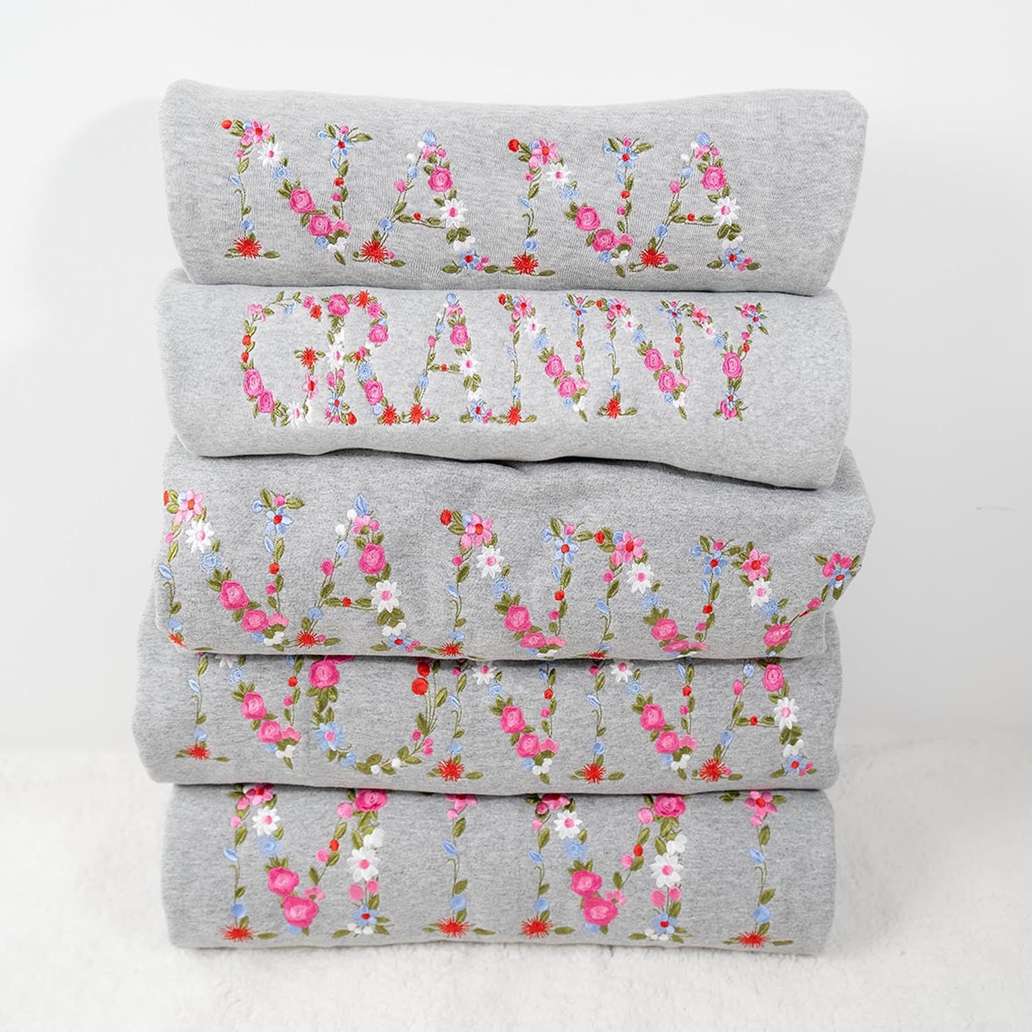 Embroidery Granny Sweatshirts For Women Gift Sweatshirt From Grandkids Granny Flower Grandma Gift Mothers Christmas