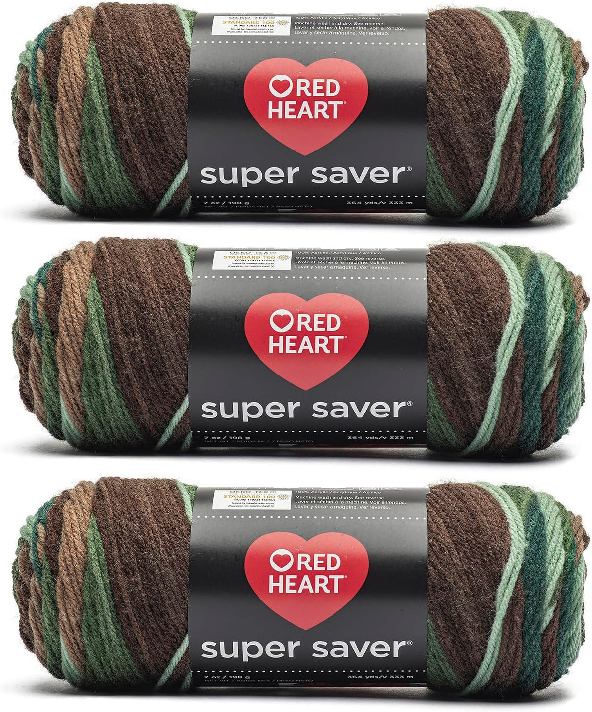 Red Heart Super Saver Yarn for Crocheting & Knitting, Forest, 3-Pack