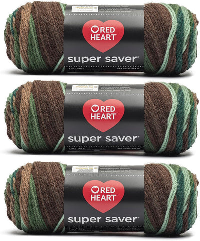 Red Heart Super Saver Yarn for Crocheting & Knitting, Forest, 3-Pack