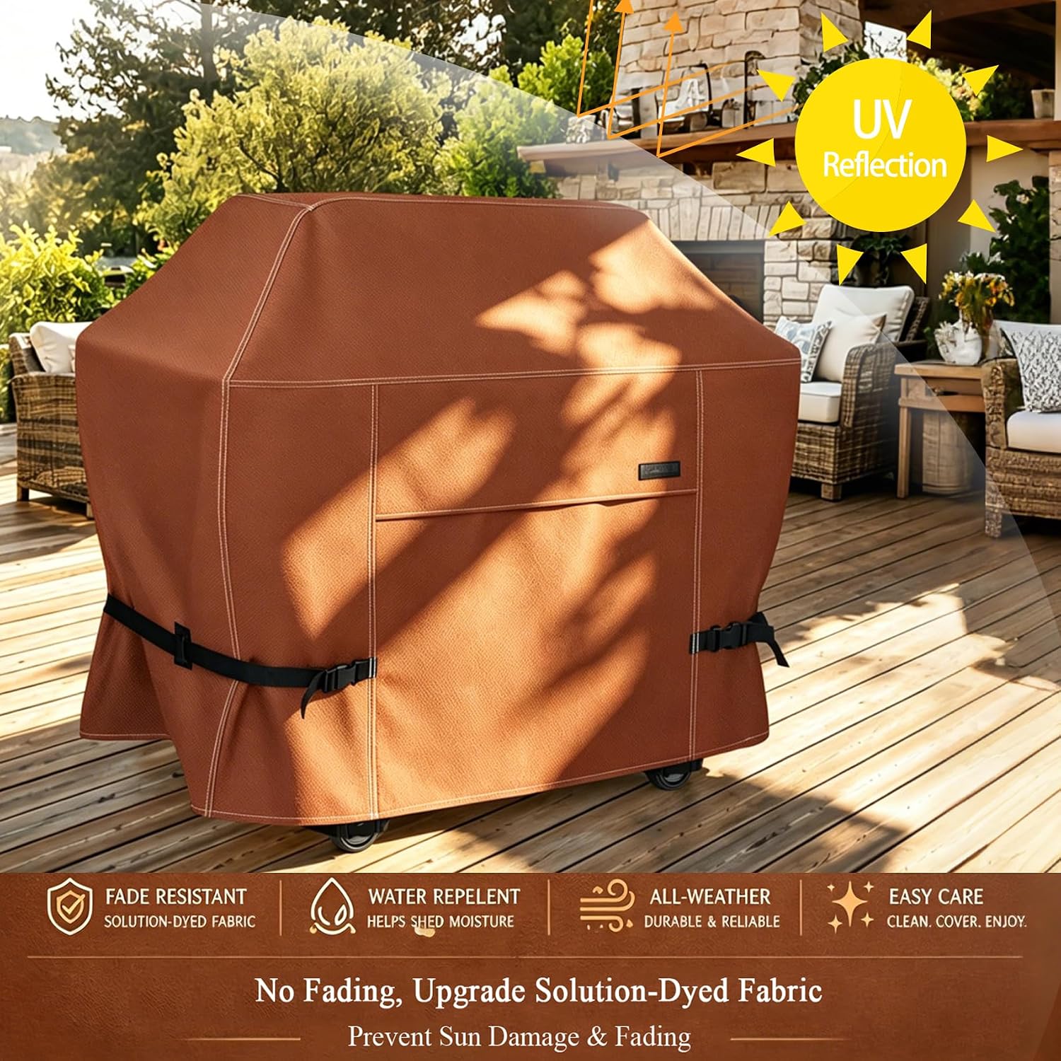 NettyPro Grill Cover Heavy Duty Waterproof 72 inch, Outdoor 3-5 Burners Gas BBQ Cover for Outside Weber, Char-Broil, Brinkmann, Nexgrill Large Barbecue, Brown