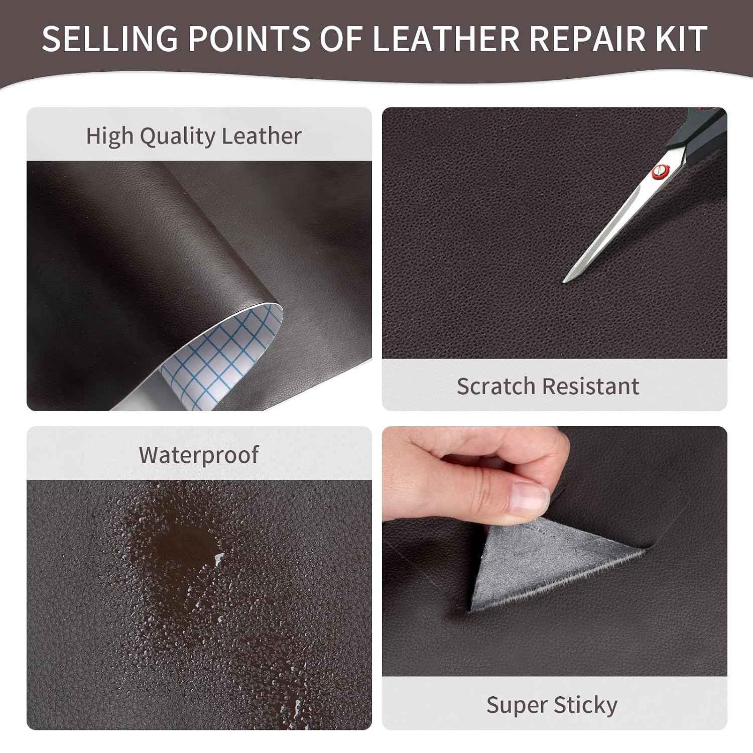 BSZHTECH Leather Repair Tape Self-Adhesive Leather Repair Patch for Couch Furniture Sofas Car Seats Advanced PU Vinyl Leather Repair Kit (Dark Brown, 3.9X79 inch)