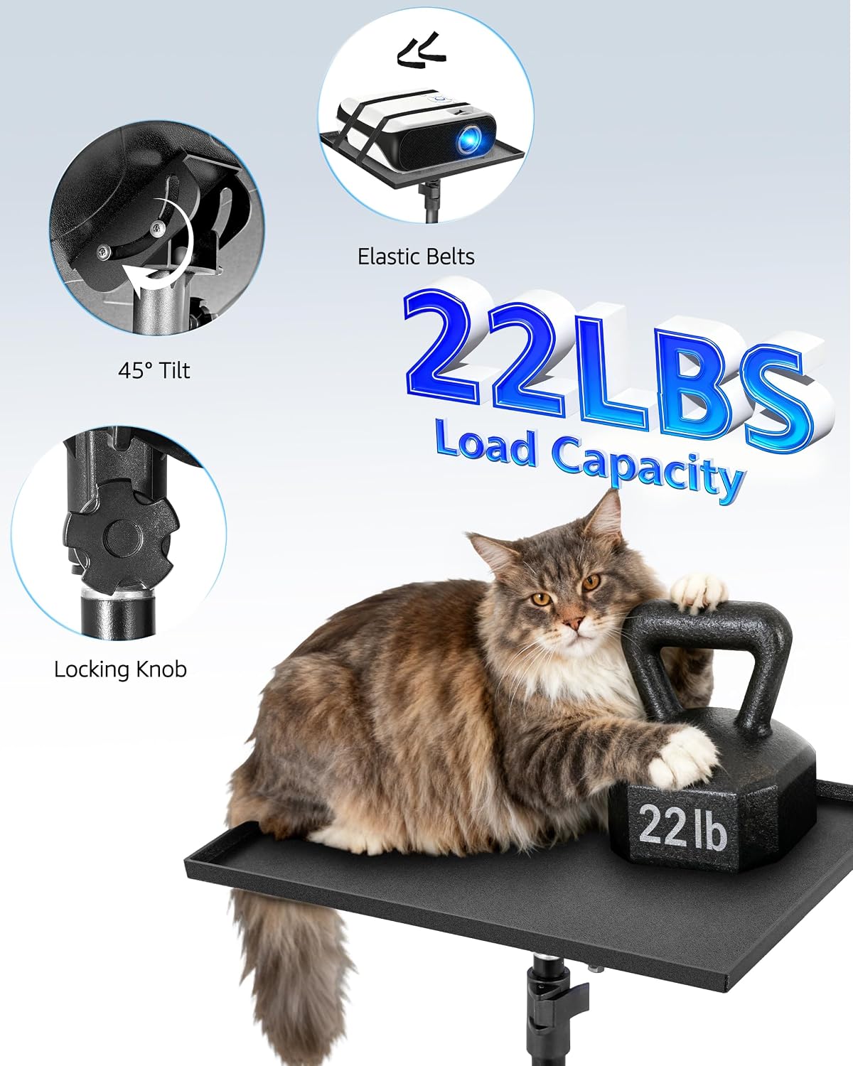 Lusweimi Projector Stand Tripod, 56 Inch Height Adjustable Laptop Stand with 16x11 Inch Tray, Portable Projector Mount, Stable Tall Tablet Floor Stand for Office, Home, Outdoor, Studio and DJ Racks