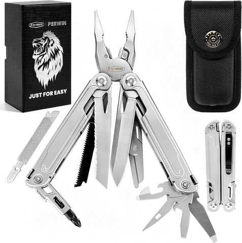 PERWIN 18-in-1 Multitool Pliers Pro, EDC Pocket Knife & Replaceable Tool