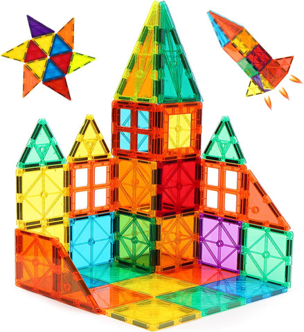 FNJO Magnetic Tiles, 52 PCS Magnet Building Set, Magnetic Building Blocks,Construction STEM Toys for Kids