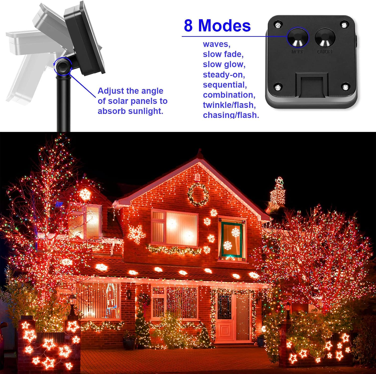 Fall Outdoor Decorations, Orange Solar Fairy Lights String, 100LED