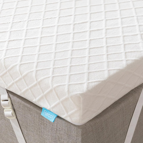 RECCI 2 Inch TwinXL Memory Foam Mattress Topper, College Dorm Pressure-Relieving Mattress Topper for Back Pain, Non-Slip Design with Removable & Washable Cover, CertiPUR-US Certified, TwinXL Size