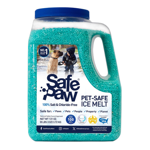 Safe Paw Pet Safe Ice Melt, 100% Salt and Chloride Free with Traction Agent, Non-Toxic, Fast Acting, Lasts 3X Longer – 8 Lbs, 2 Pack