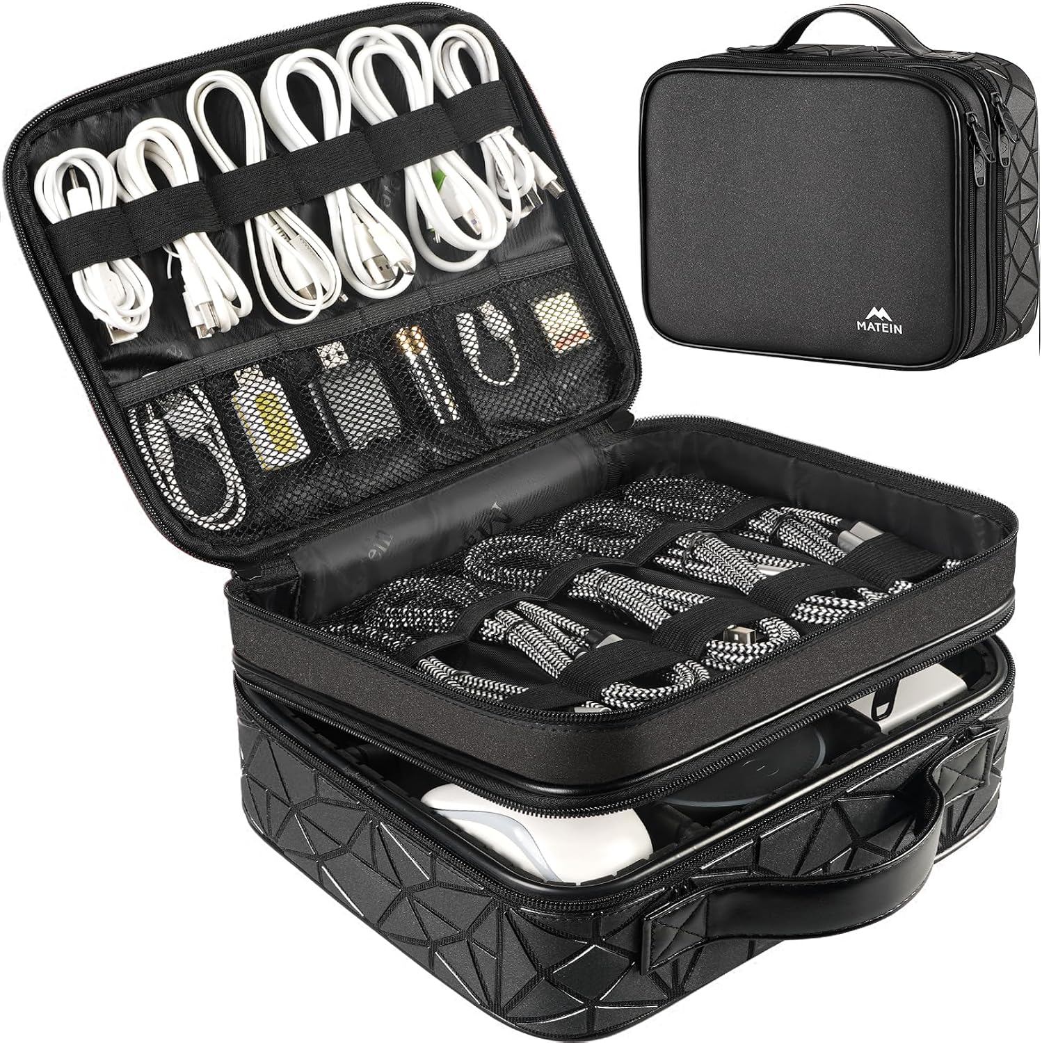 MATEIN Cord Organizer Case with Adjustable Divider, Large DJ Cable File Bag