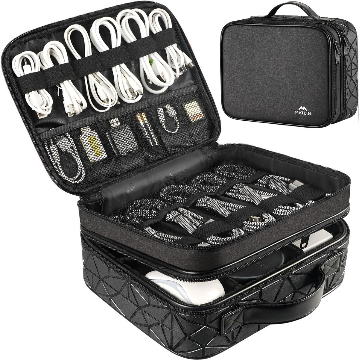 MATEIN Cord Organizer Case with Adjustable Divider, Large DJ Cable File Bag
