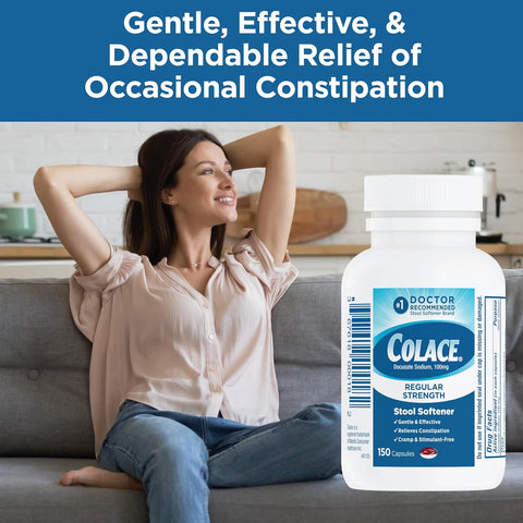 Colace Stool Softener Constipation Relief, 100 mg, 150 Capsules