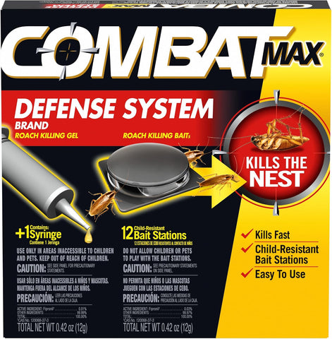 Combat Max Defense System, 12 Small Roach Killing Baits, 0.4 Oz Gel