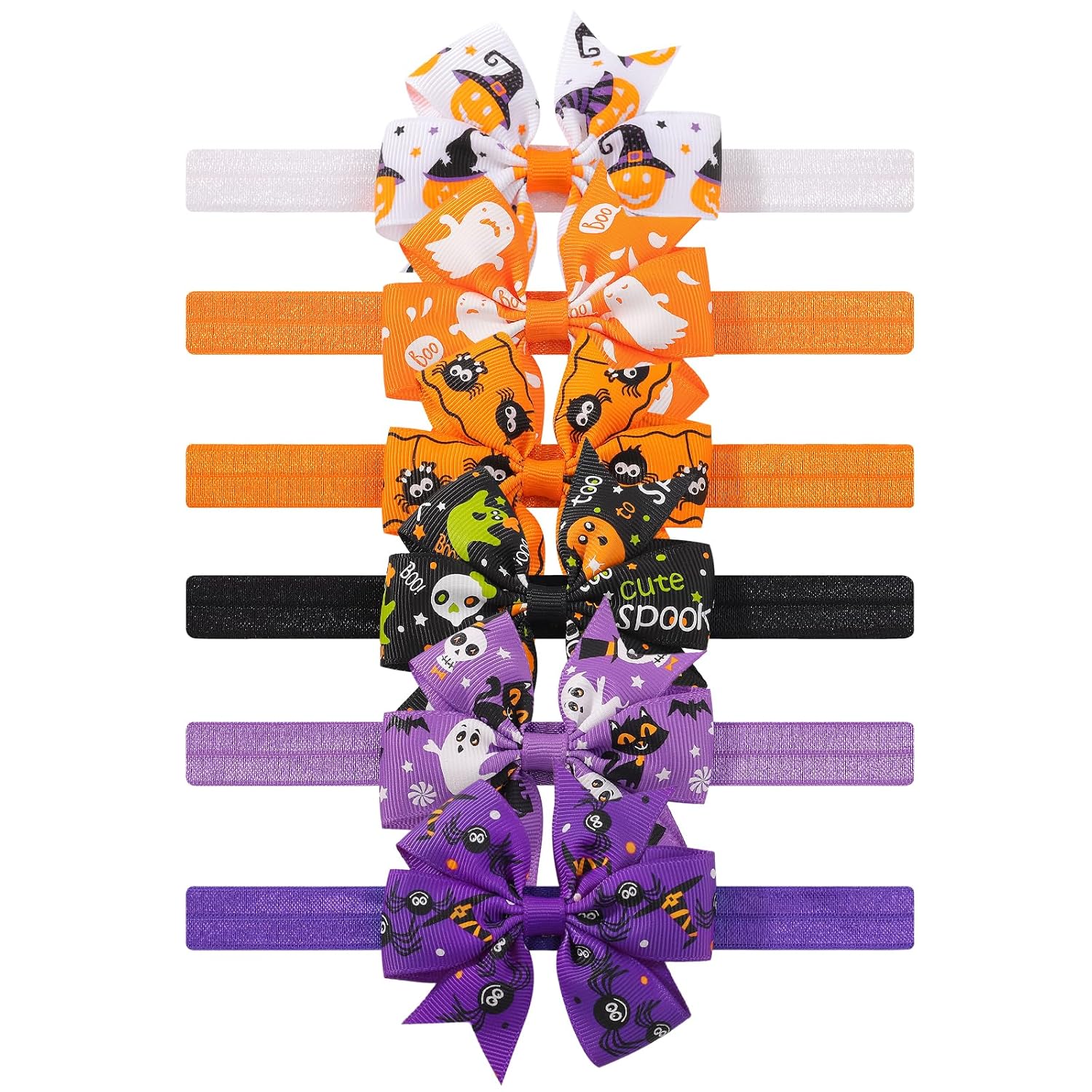 jollybows 6PCS Halloween Bows for Baby Girls, Baby Halloween Headbands