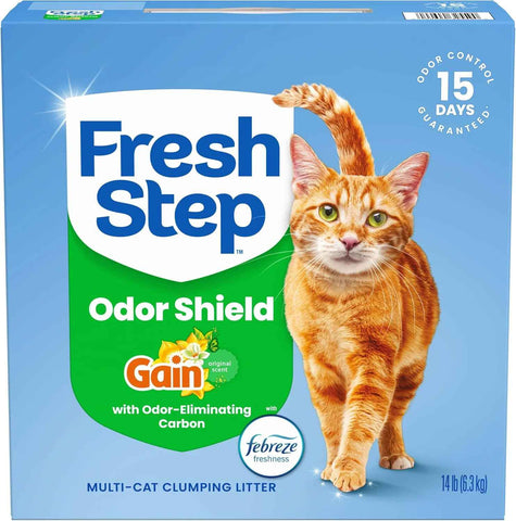 Fresh Step Odor Shield Multi Cat Clumping Cat Litter with Gain, 14 lb.