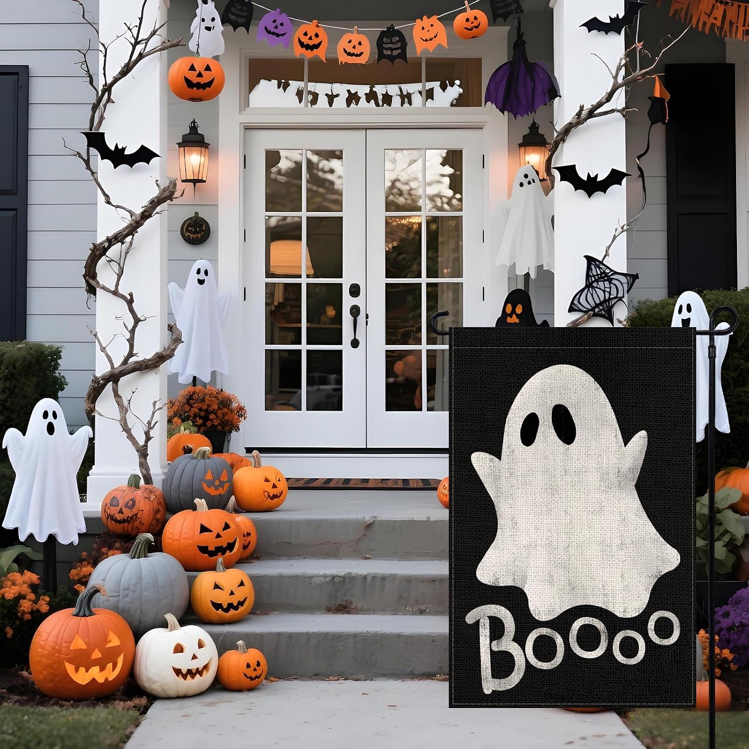 Halloween Ghost Garden Flag 12x18 Inch, Double Sided Holiday Flag