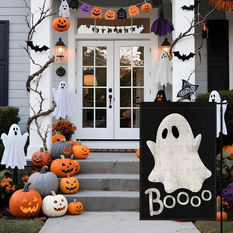 Halloween Ghost Garden Flag 12x18 Inch, Double Sided Holiday Flag