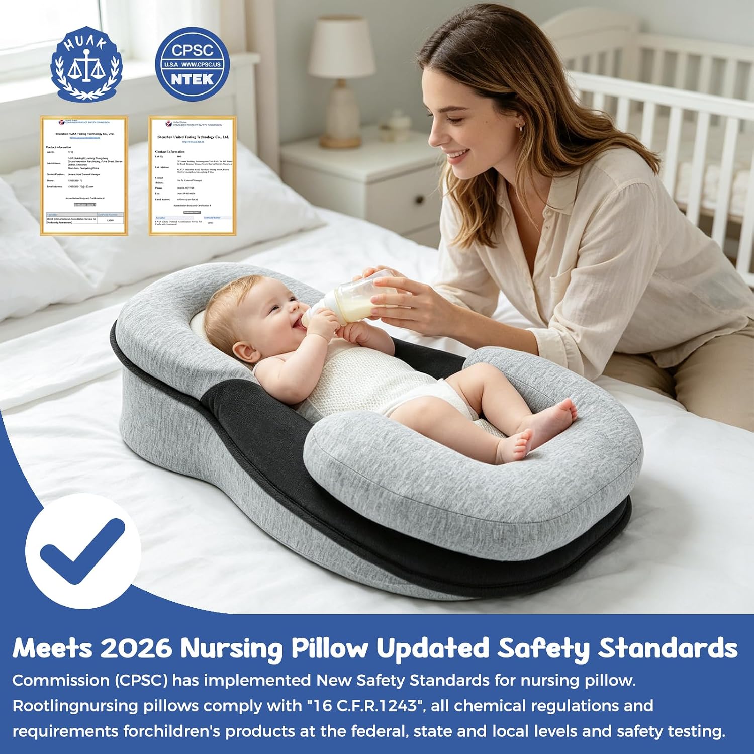 Baby Feeding Support Wedge Pillow, Infant Nursing Cushion with Gentle Incline for Bottle Feeding and Tummy Time, Portable Lounger Support