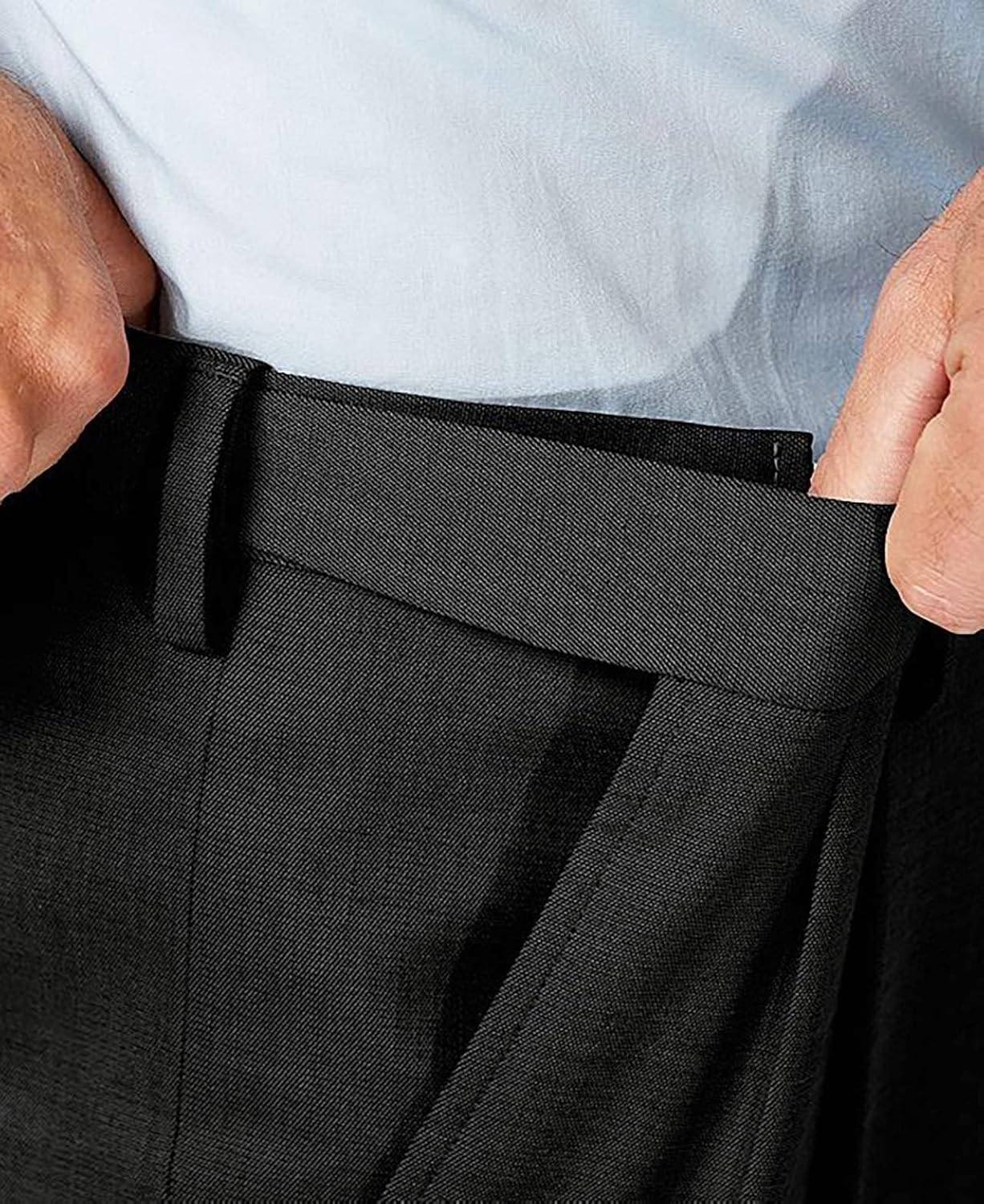Men's Cozy Hidden Expandable Waist Dress Pants | Premium Stretch Texture Weave Work to Weekend Pants