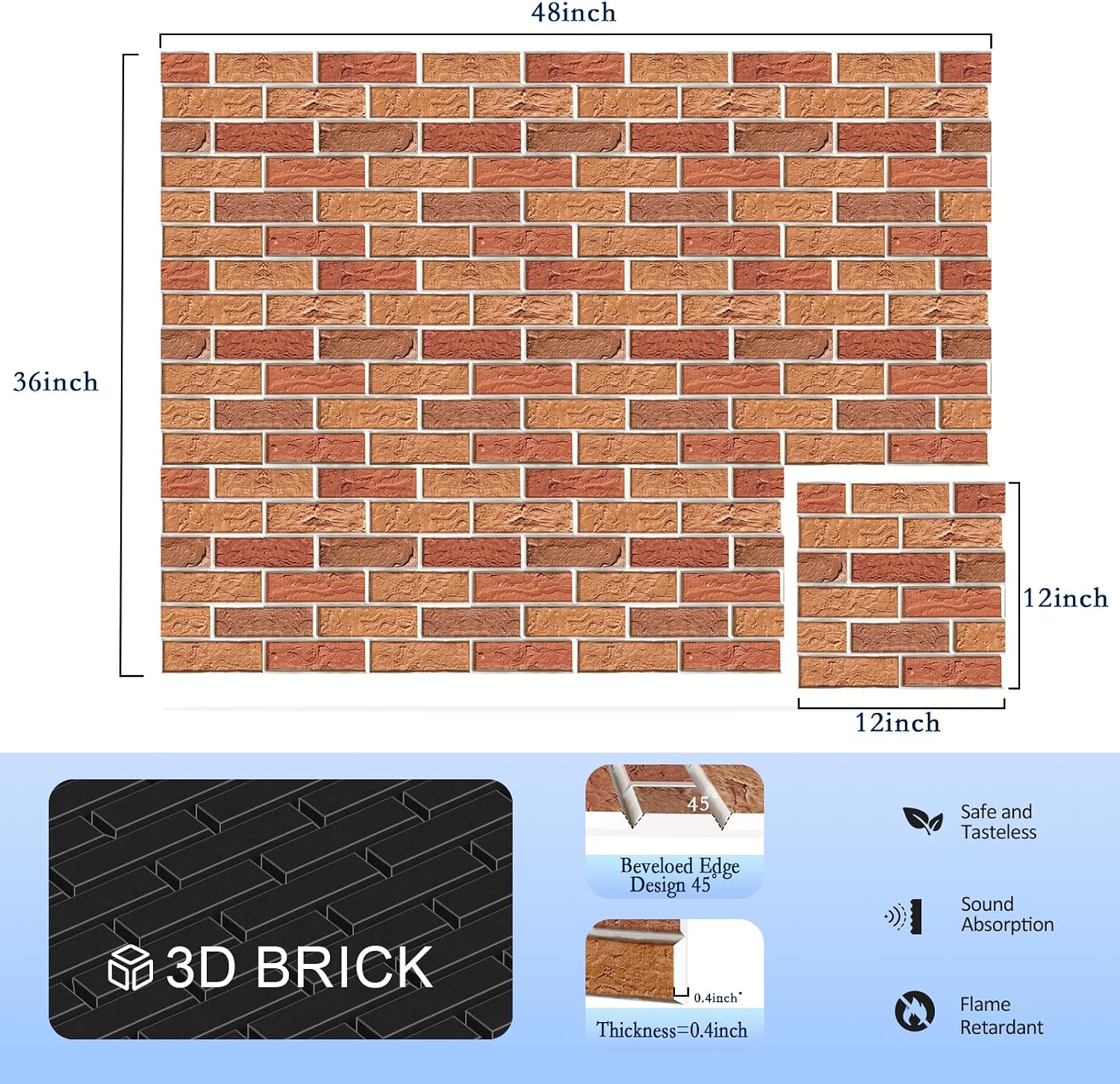 ArtVivid 24 Pack Acoustic Panels, Brick Sound Proof Foam Panels for Walls