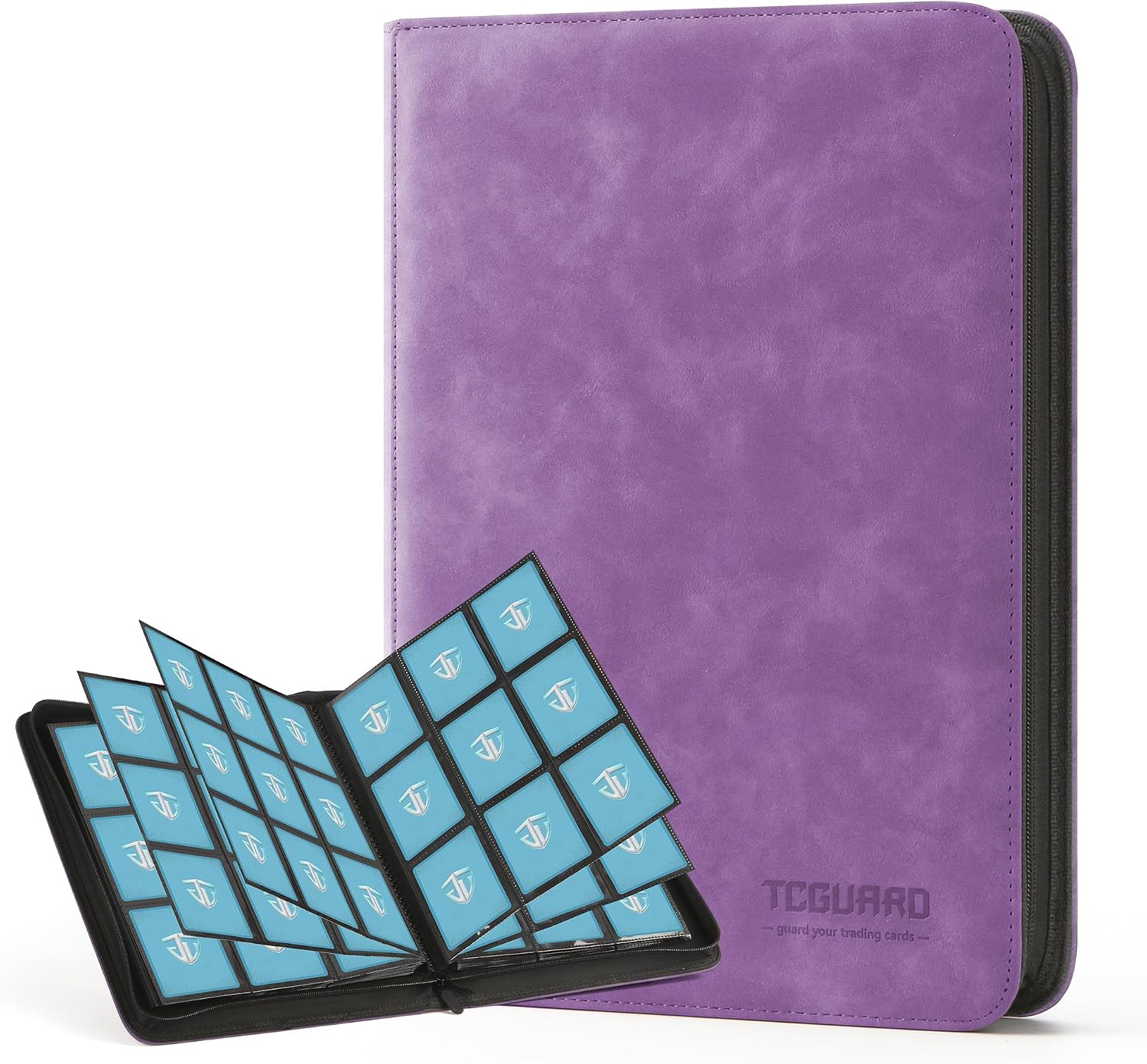 Trading Card Binder, 9 Side Loading Pocket Card Album Hold Up to 540 Cards, Zipper Binder for Cards Collection, TCG Card Holder for Game Card, Sports Card, Yugioh, MTG etc.（Purple）