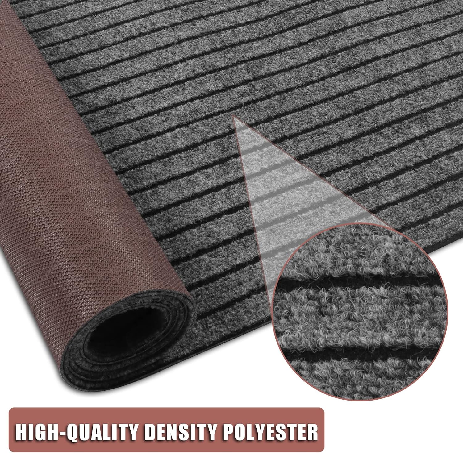 Runner Rug 2 ft x 7 ft Indoor/Outdoor Low Profile, Hallway, Kitchen, Patio, Deck Area, RV, Entryway, Garage, with Non-Slip Rubber Backing, Gray with Black Stripe, Custom