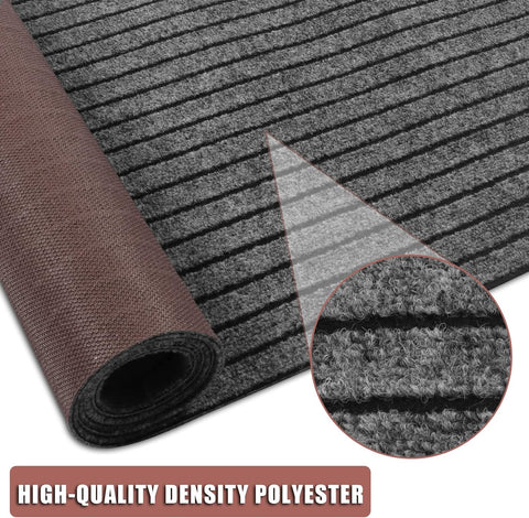 Runner Rug 2 ft x 7 ft Indoor/Outdoor Low Profile, Hallway, Kitchen, Patio, Deck Area, RV, Entryway, Garage, with Non-Slip Rubber Backing, Gray with Black Stripe, Custom