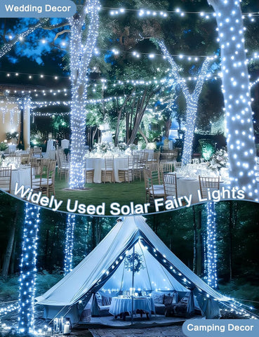 Solar String Lights Outdoor, 2Pack 144FT 400LED Fairy Lights, White