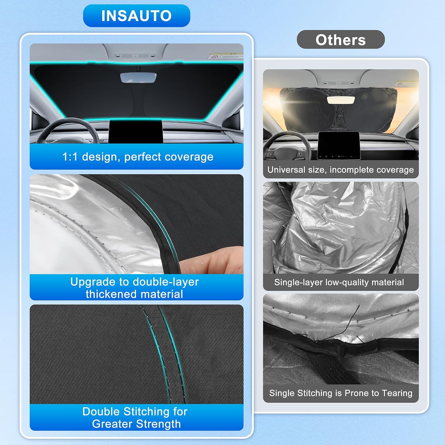 INSAUTO Custom Fit Windshield Sun Shade for Nissan Rogue Sport 2017-2024