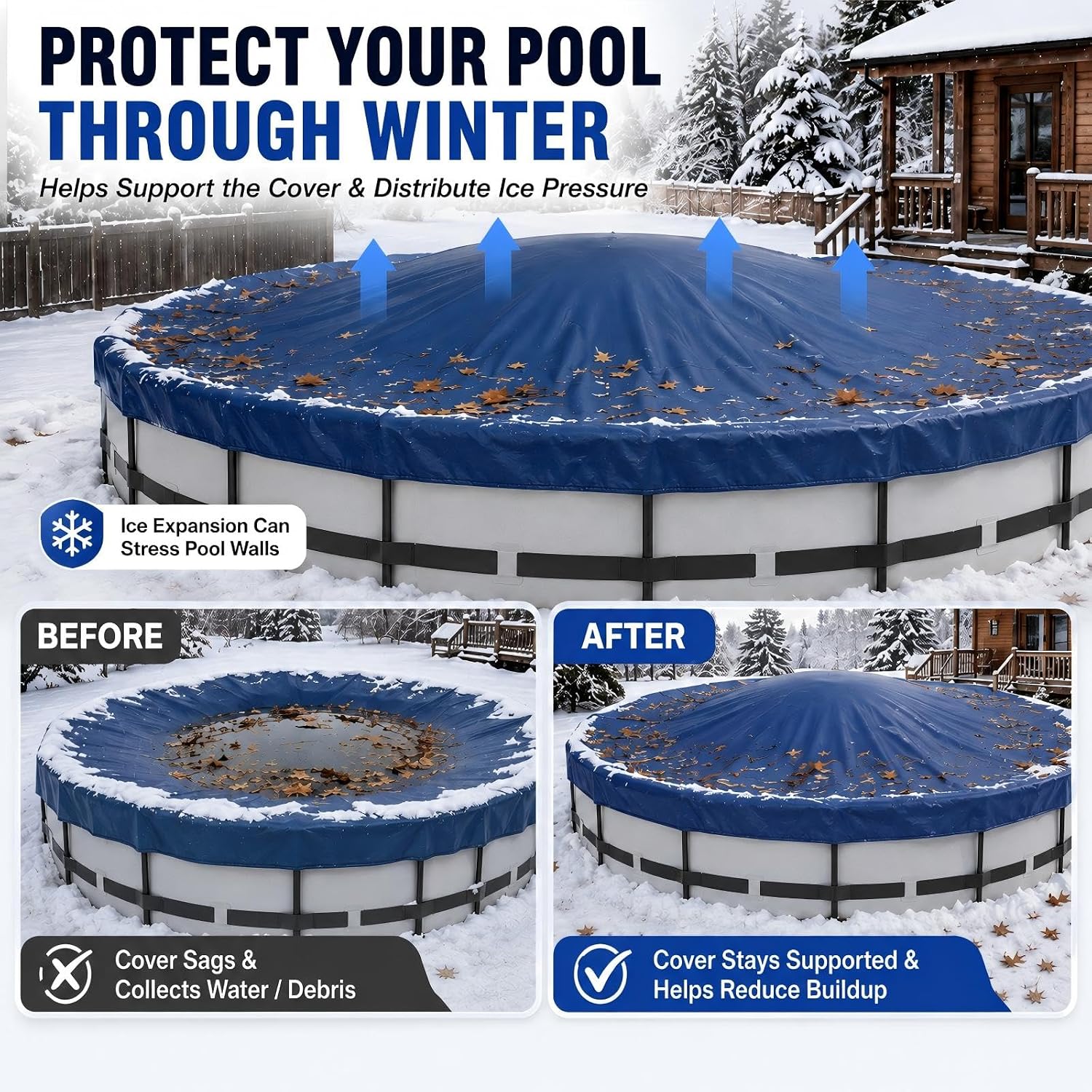 Pool Pillows for Above Ground Pools, Hyperzoo 8 ft Winter Pool Cover Pillow
