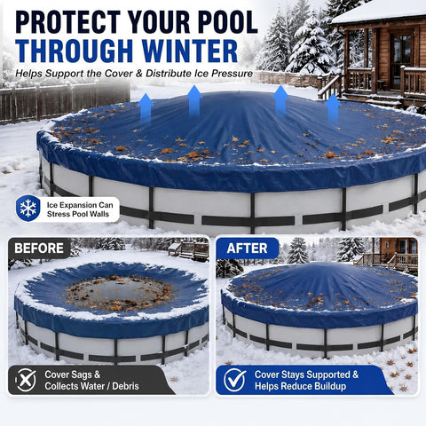 Pool Pillows for Above Ground Pools, Hyperzoo 8 ft Winter Pool Cover Pillow