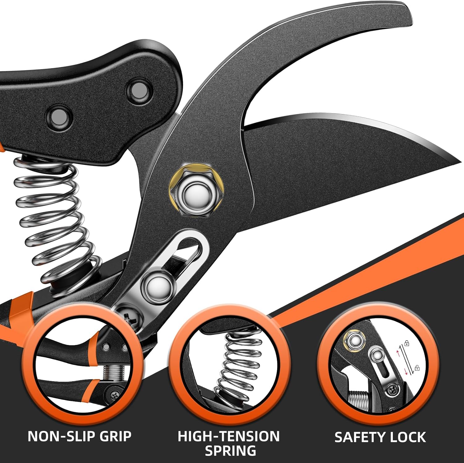 DECERK® 8.5" Professional Pruning Shears, Effortlessly Prunes 3/4" Branches