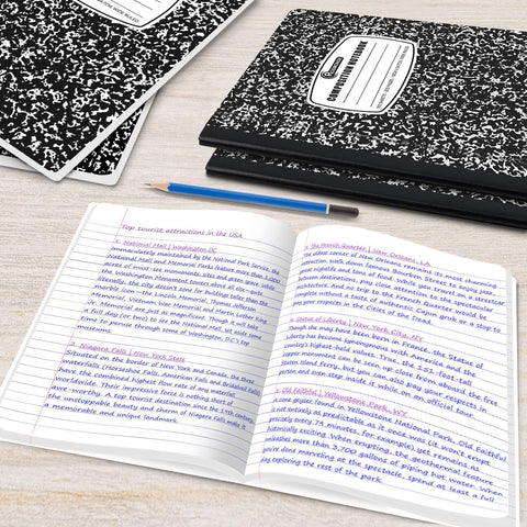 Rosmonde 1000 Pack Composition Notebooks Bulk, Wide Ruled, Black Marble