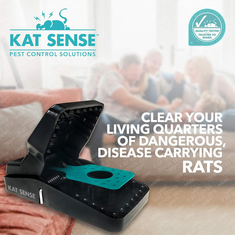 Kat Sense Rat Traps for House (12 Pack) Humane Rodent Trap for Instant Kill Results, Easy to Use Mouse Traps, Effective Anti-Rodent Solution, Reusable, Indoor ‘N Outdoor