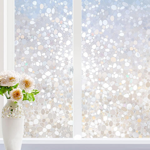 rabbitgoo Window Privacy Film, Decorative Rainbow Clings, 17.5" x 78.7"