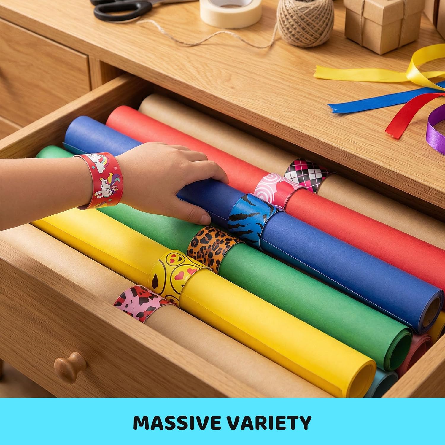 LovesTown Slap Bracelets for Kids, 48 PCS Snap Bracelets Party Favors
