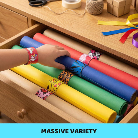 LovesTown Slap Bracelets for Kids, 48 PCS Snap Bracelets Party Favors