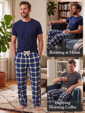 Ashford & Brooks Mens Super Soft Flannel Plaid Pajama Sleep Pants